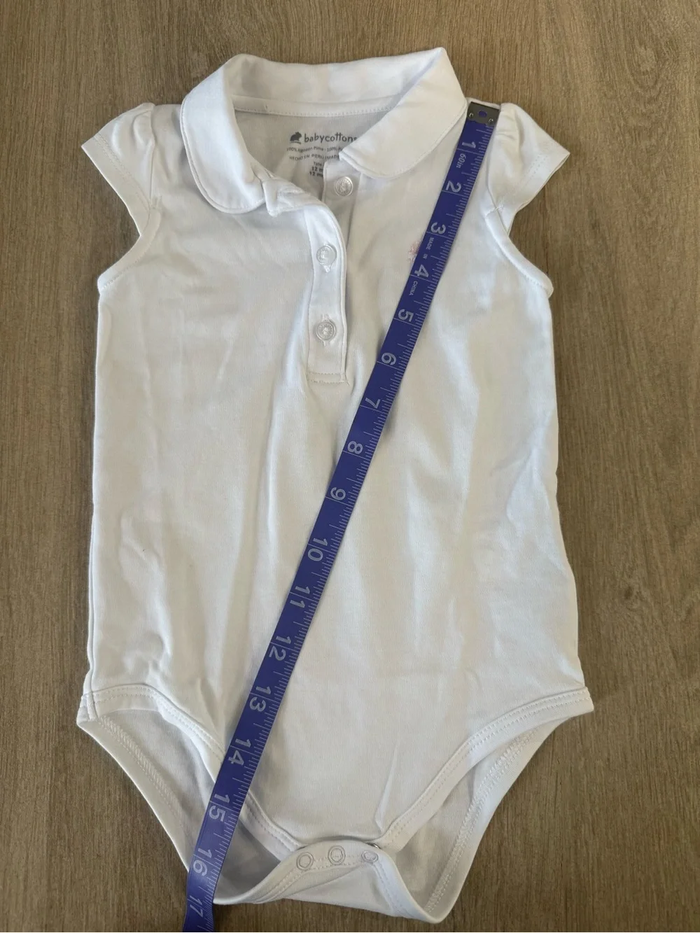 Babycottons White Pima Cotton Collared Bodysuit Bunny Logo Luxury Onesie 12M